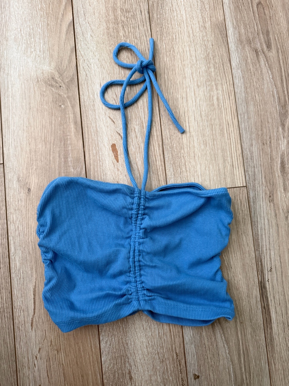 Zara Blue Ribbed Crop Top